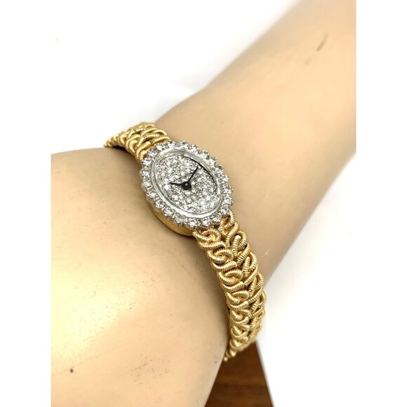 Jules Jurgensen Women's Watch Vintage Cocktail 14k Gold Diamond Swiss Quartz - Picture 5 of 15